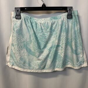 Nike Tennis Skirt Skort Blue Florals Elastic Waist Mini Skirt Medium